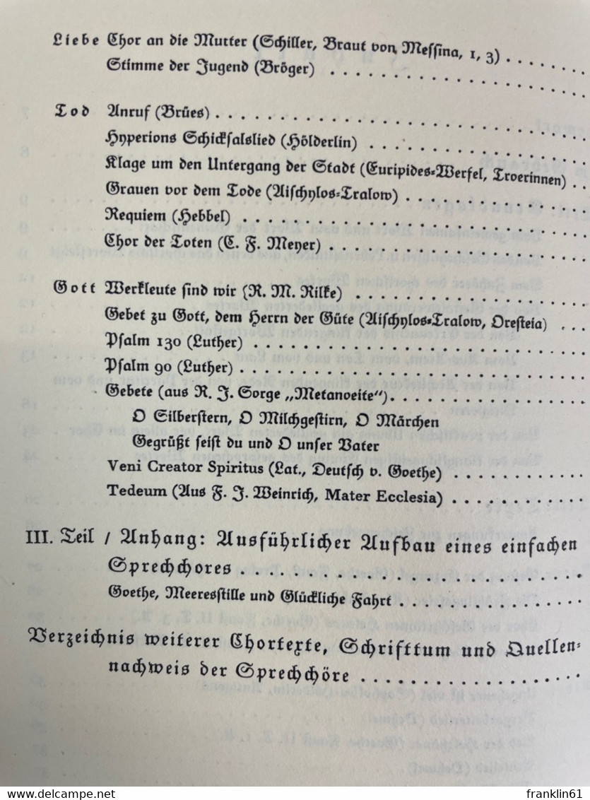 Das Sprechchorbuch : Grundlagen Und Texte. - Teatro E Danza