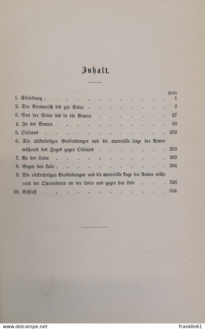 Feldzug 1870 - 71. Die Operationen Der II. Armee An Der Loire. - Police & Militaire