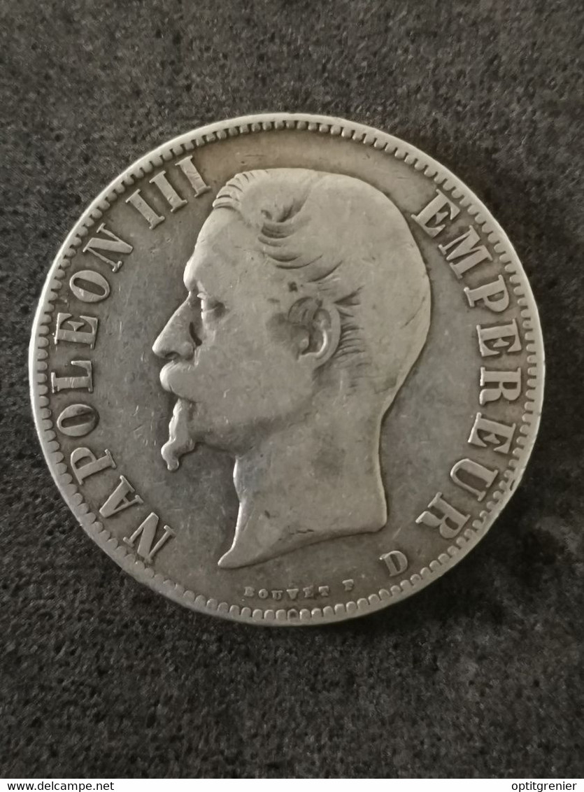 5 FRANCS NAPOLEON III TETE NUE ARGENT 1855 D LYON FRANCE / SILVER - 5 Francs