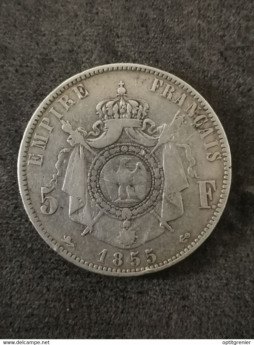 5 FRANCS NAPOLEON III TETE NUE ARGENT 1855 D LYON FRANCE / SILVER - 5 Francs