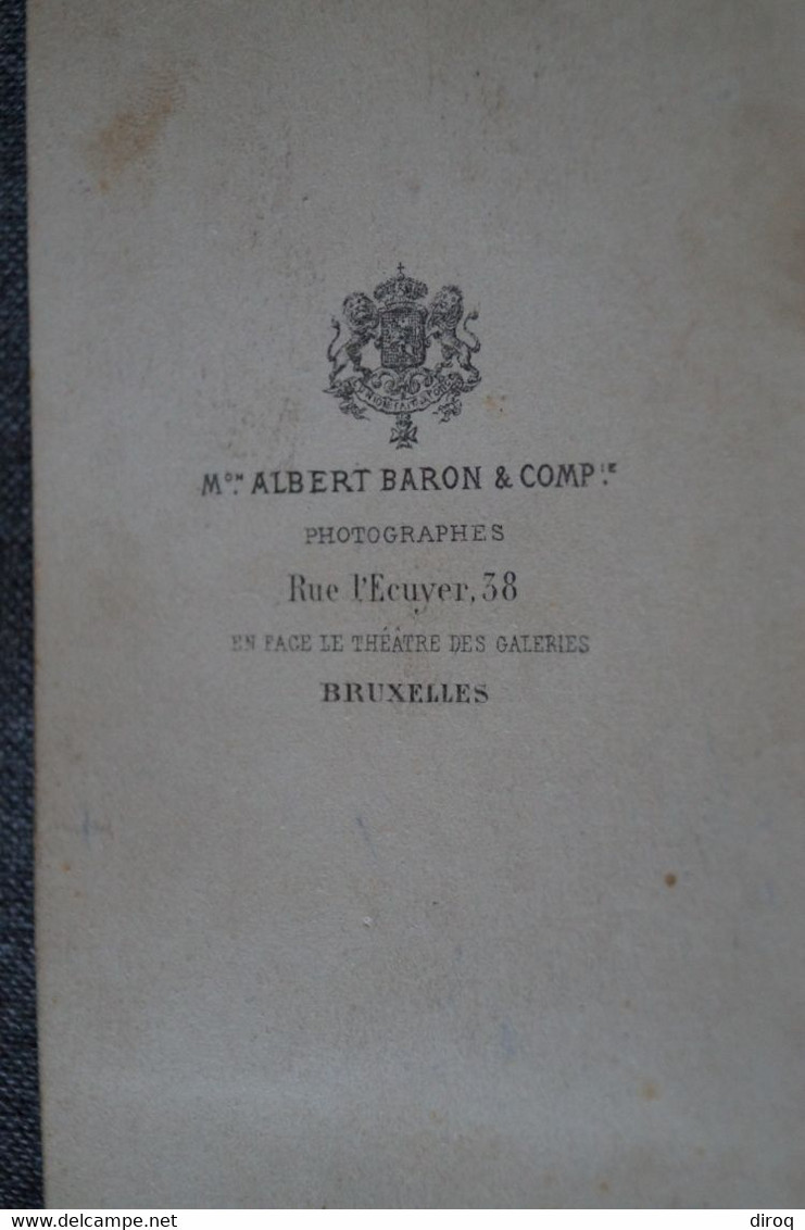 Très Ancienne Photo Carton Militaire,ROI Léopold I , Photo Albert Baron Bruxelles , Originale, 10,5 Cm./ 6 Cm. - Alte (vor 1900)