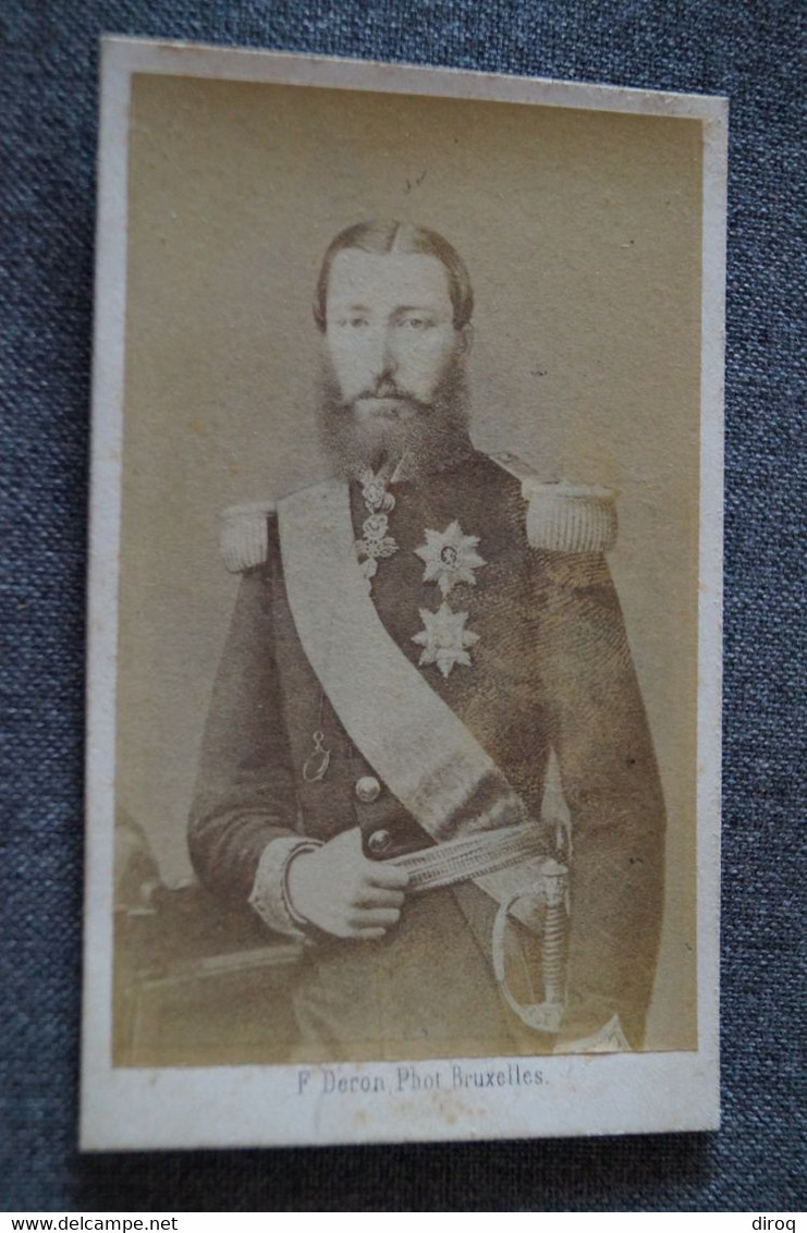 Très Ancienne Photo Carton Militaire,originale,ROI Léopold II, F. Deron Bruxelles , Originale, 10 Cm./ 6 Cm. - Alte (vor 1900)