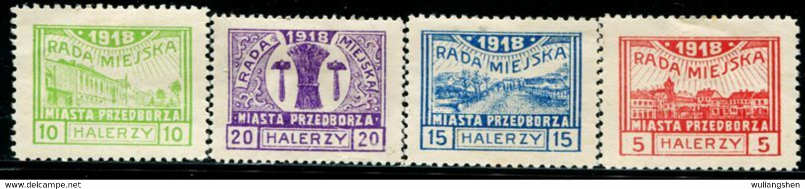 AY0639 POLISH LOCAL STAMP 1918 BUILDING And Other Memorials 4V MLH - Ungebraucht