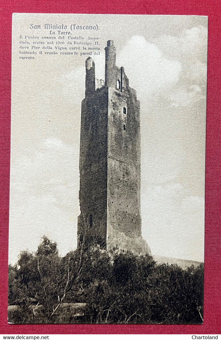 Cartolina - San Miniato ( Pisa, Toscana ) - La Torre - 1925 Ca. - Pisa