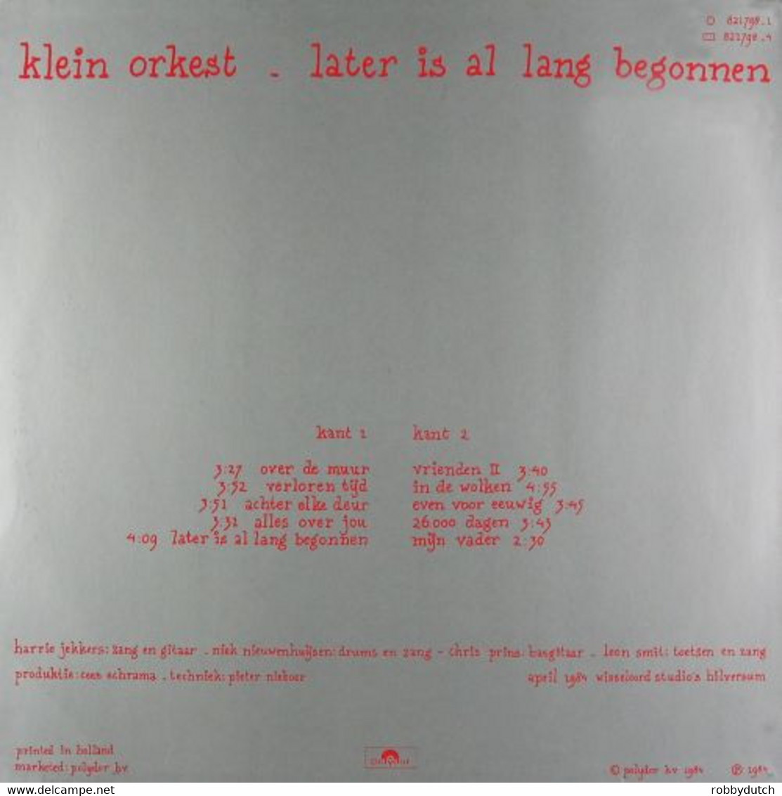 * LP *  KLEIN ORKEST - LATER IS AL LANG BEGONNEN (Holland 1984 EX!!) - Other - Dutch Music
