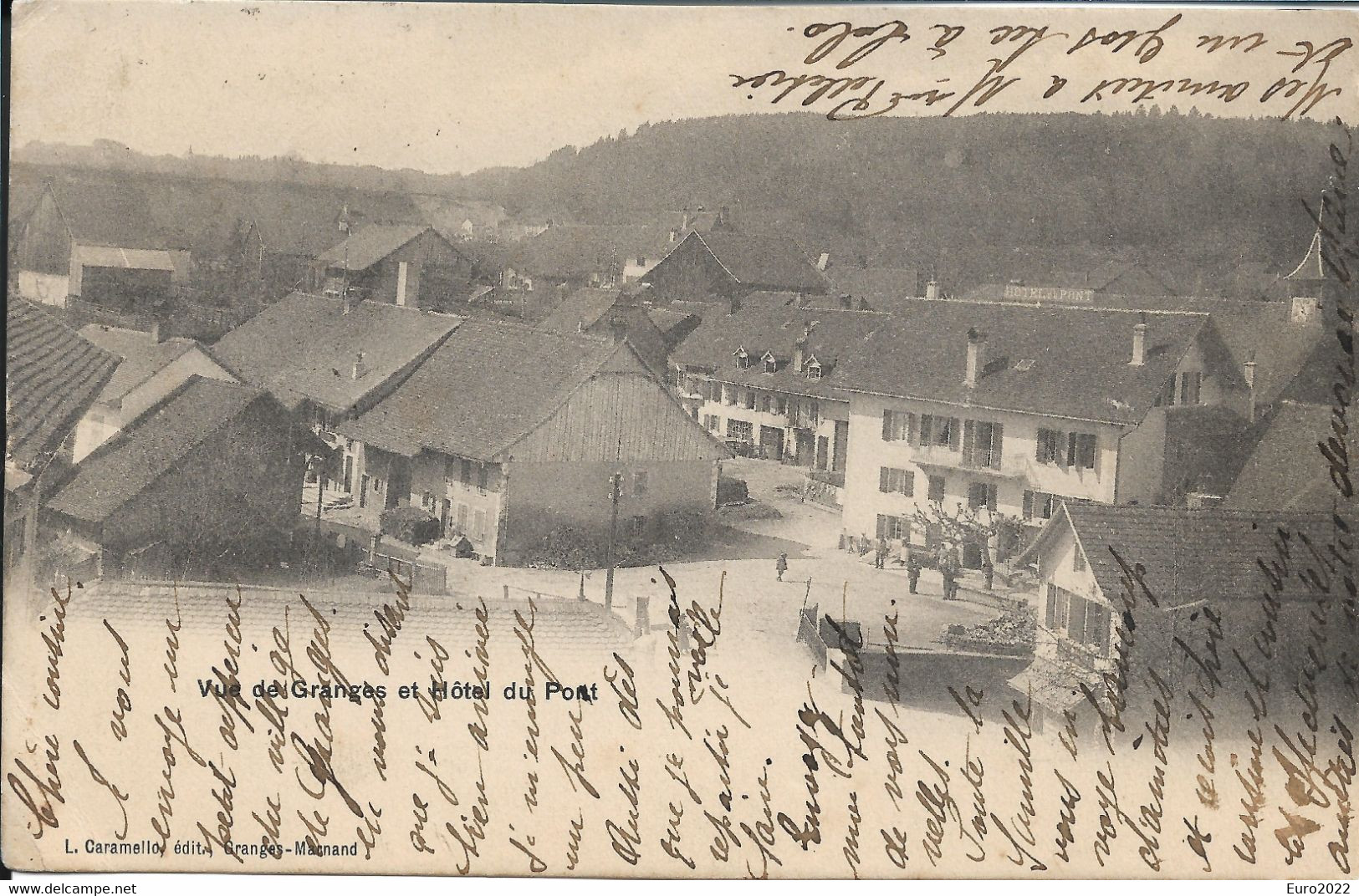 7 cartes Granges-Marnand - Auberge du Coq  (Ristorante Pizzeria aujourd'hui), , Café du Pont , diverses vues de Granges.