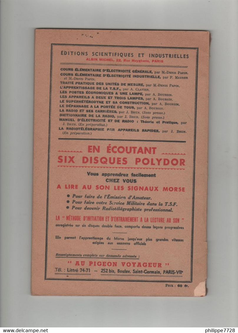 La Lecture Au Son Des Signaux Morse 1947 - Littérature & Schémas