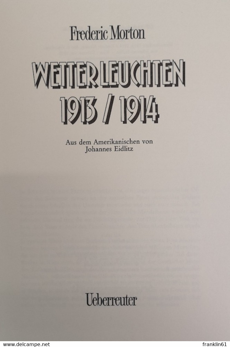 Wetterleuchten 1913, 1914. - 4. Neuzeit (1789-1914)