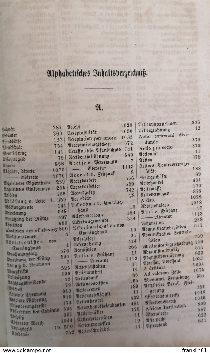 Handwörterbuch Der Volkswirthschaftslehre. - Lexicons