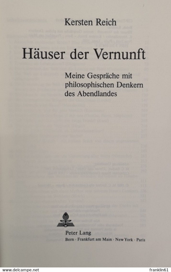 Häuser Der Vernunft. Meine Gespräche Mit Philosophischen Denkern Des Abendlandes. - Philosophy