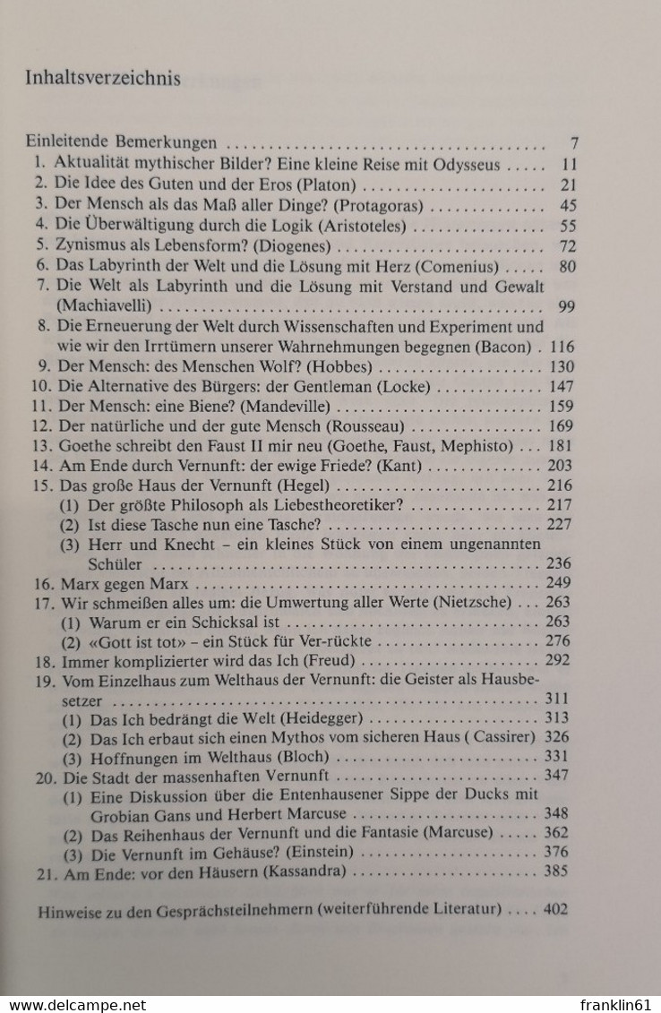 Häuser Der Vernunft. Meine Gespräche Mit Philosophischen Denkern Des Abendlandes. - Filosofía