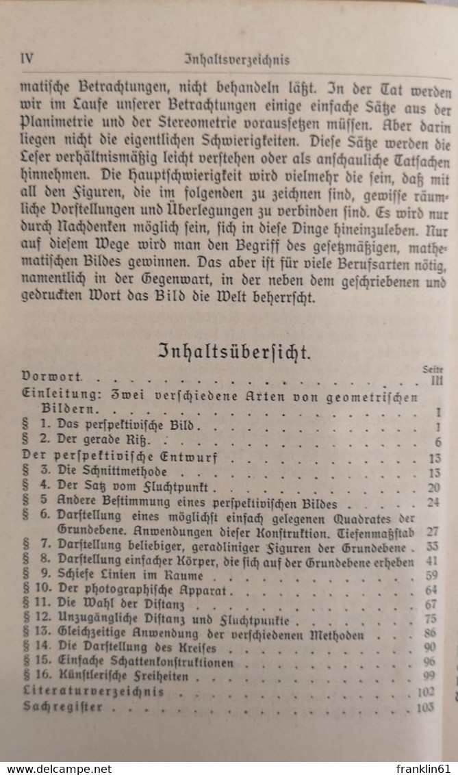 Grundzüge Der Perspektive Nebst Anwendungen. Aus Natur Und Geisteswelt. - Philosophie