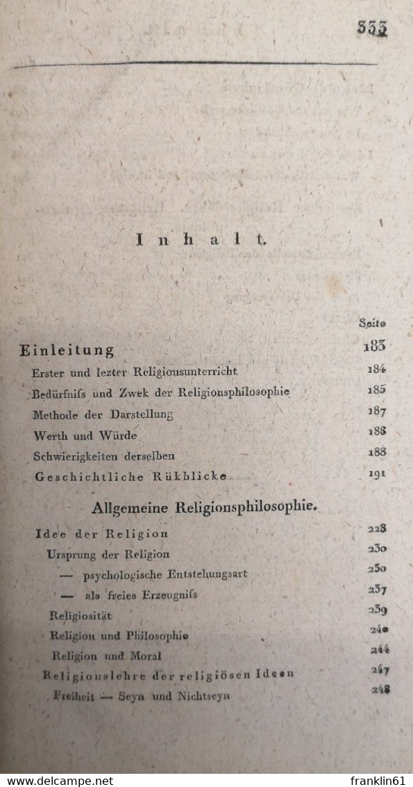 Friedrich August Carus Nachgelassene Werke. Siebenter Theil. Moralphilosophie und Religionsphillosophie.