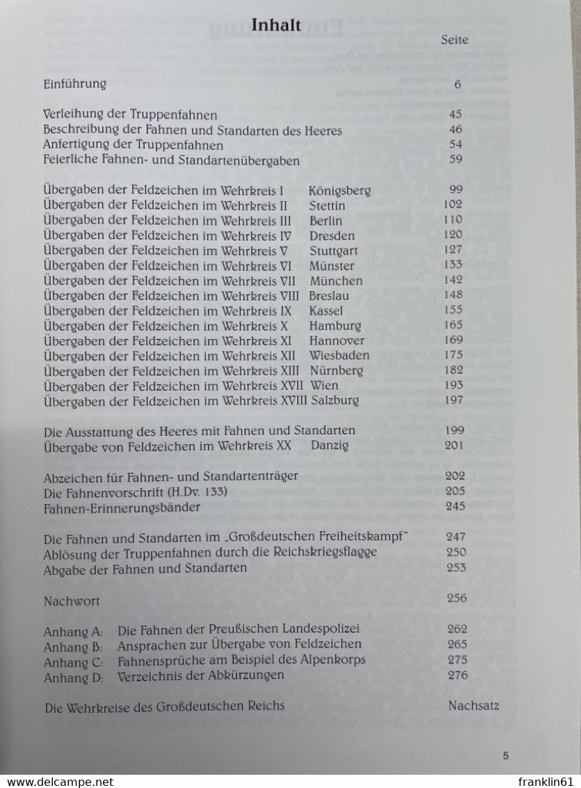 Die Fahnen Und Standarten Des Deutschen Heeres 1936 - 1944 : Eine Heereskundliche Dokumentation. - 5. Wereldoorlogen