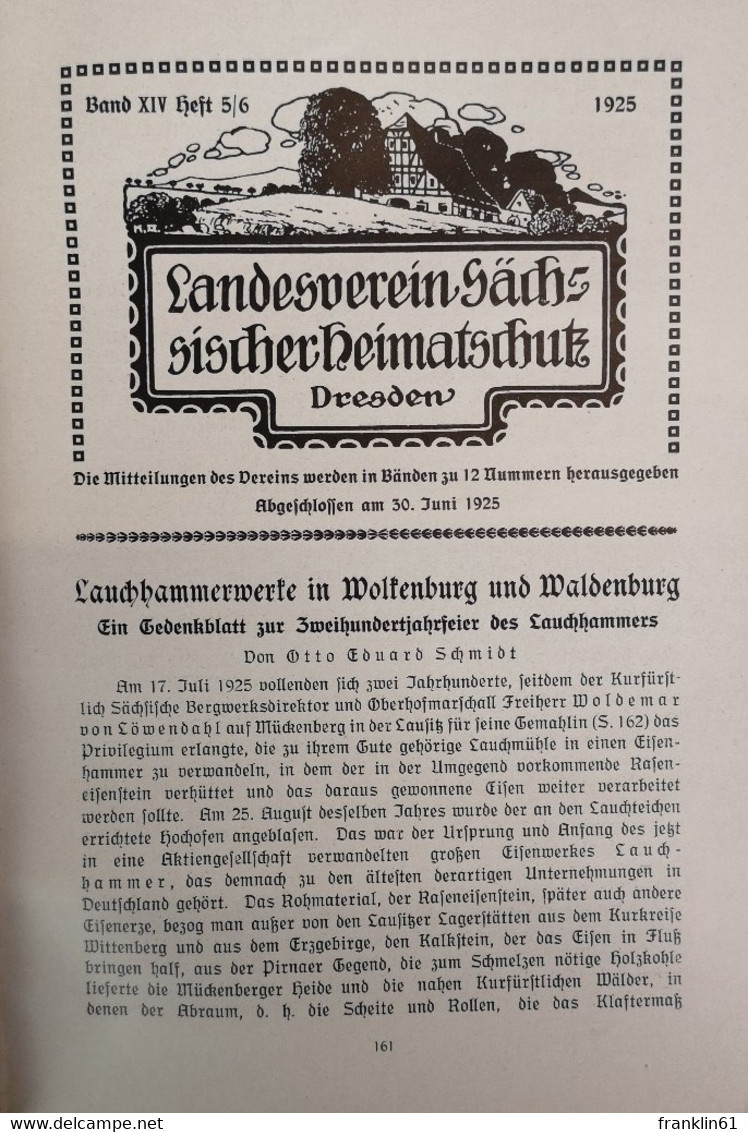 Mitteilungen Des Landesvereins Sächsischer Heimatschutz 1925. XIV Band. Heft 1 - 10. - Autres & Non Classés