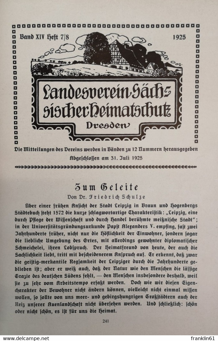 Mitteilungen des Landesvereins Sächsischer Heimatschutz 1925. XIV Band. Heft 1 - 10.