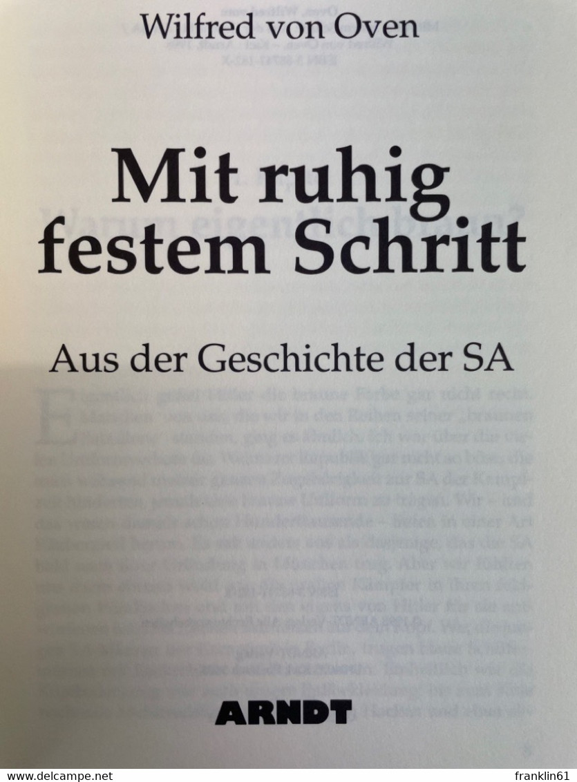 Mit Ruhig Festem Schritt : Aus Der Geschichte Der SA. - 4. Neuzeit (1789-1914)