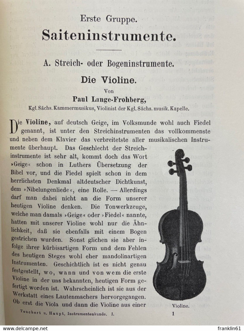 Musik-Instrumentenkunde In Wort Und Bild In 3 Teilen. I. Teil: Saiteninstrumente. - Música