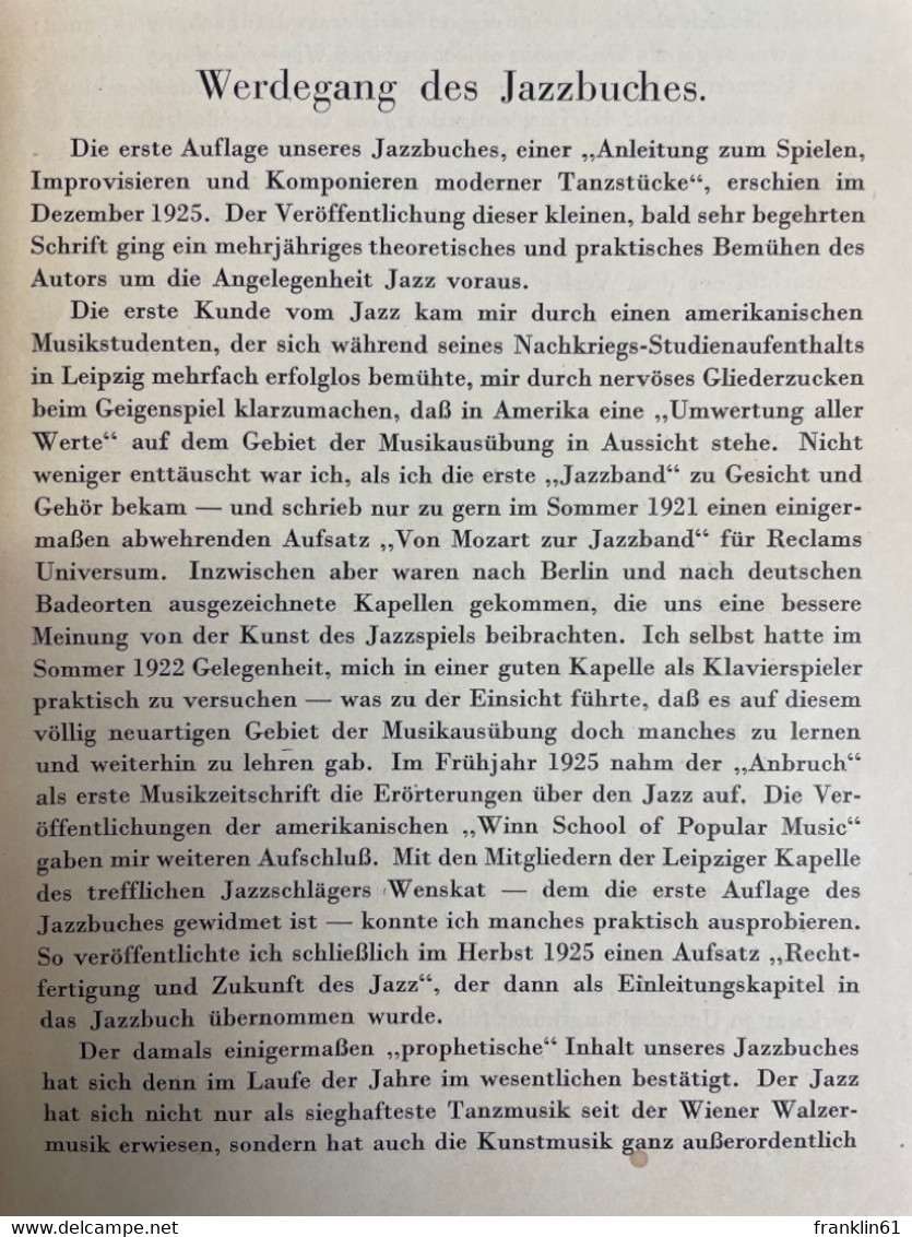 Das Neue Jazzbuch : Ein Praktisches Handbuch Für Musiker, Komponisten, Arrangeure, Tänzer Und Freunde Der Jazz - Música