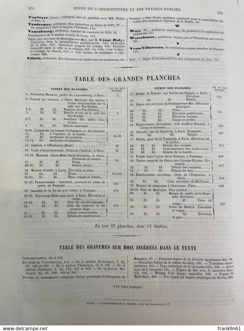 Revue Générale De L'Architecture Et Des Travaux Publics: Vol.25. - Architecture