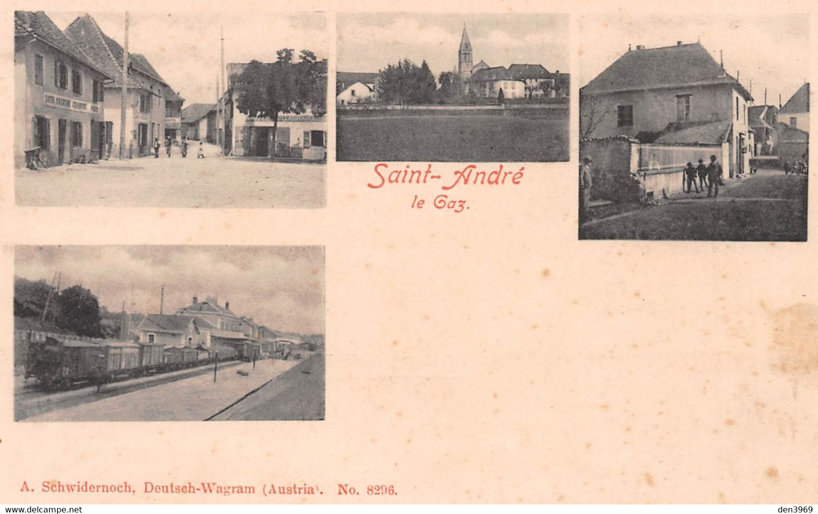 SAINT-ANDRE-le-GAZ (Isère) - Vues Multiples - Gare, Boulangerie - Edition A. Schwidernoch, Deutsch-Wagram (Austria) - Saint-André-le-Gaz