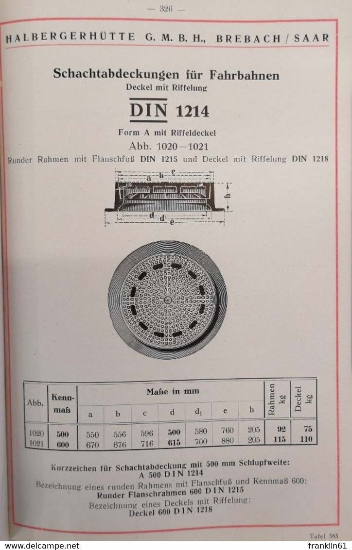 Halbergerhütte Brebach-Saar. Musterbuch über Abflußröhren und gußeiserne Kanalgegenstände