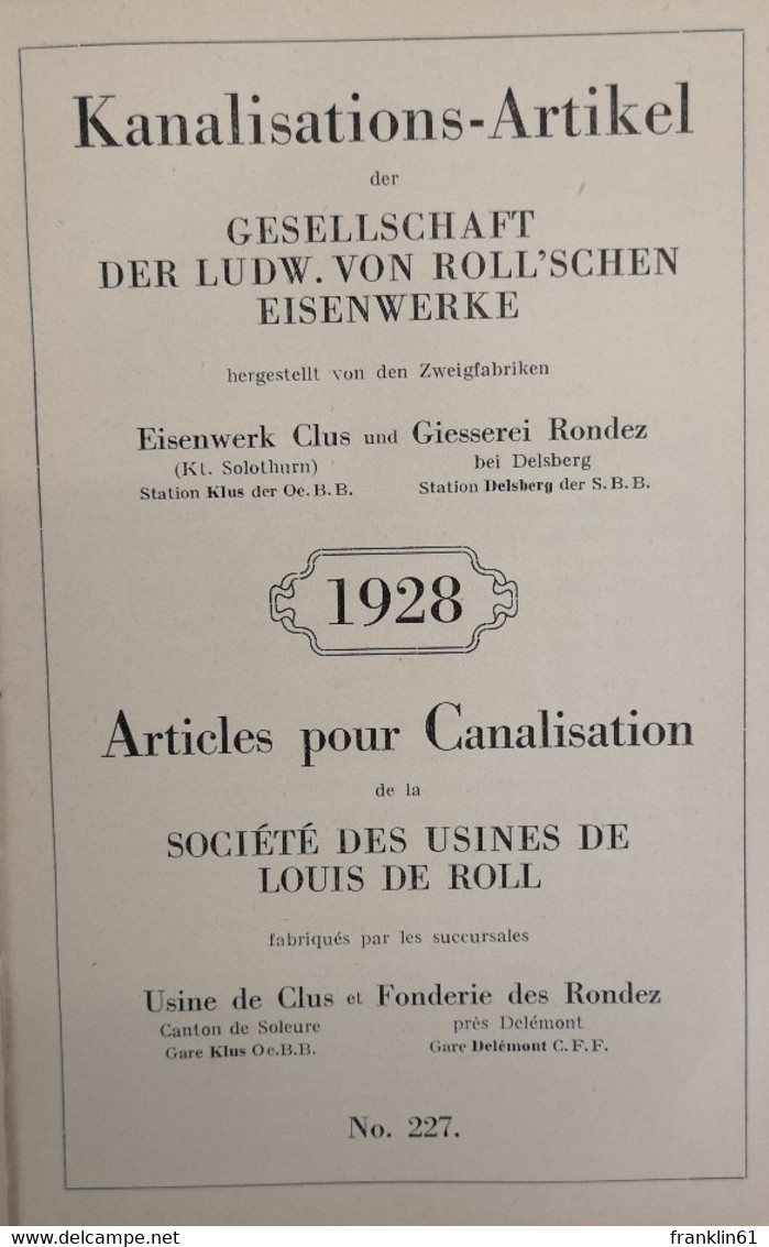 Kanalisations-Artikel Der Gesellschaft Der Ludw. Von Roll'schen Eisenwerke - Heimwerken & Do-it-yourself