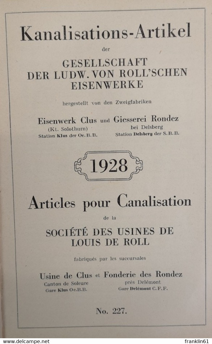 Kanalisations-Artikel Der Gesellschaft Der Ludw. Von Roll'schen Eisenwerke - Bricolage