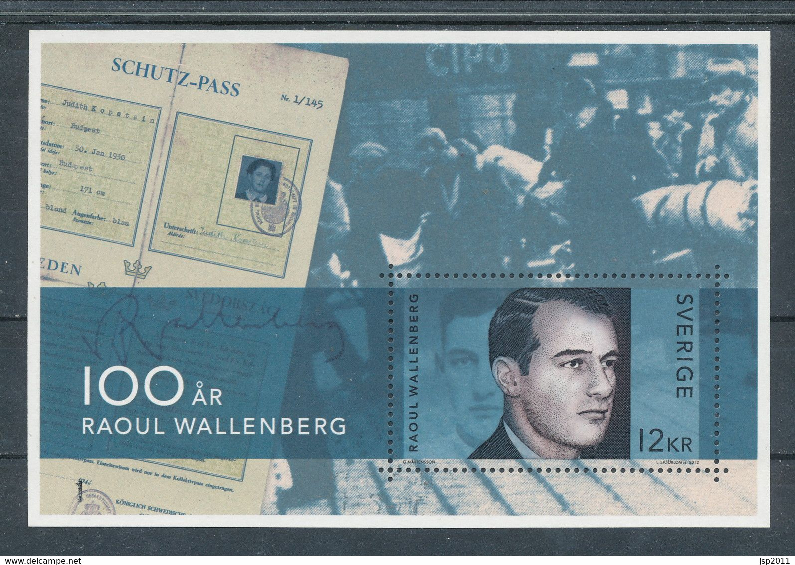 Sweden 2012. Facit # 2901, BL34. Raoul Wallenberg. MNH (**) Cyl 1 - Unused Stamps