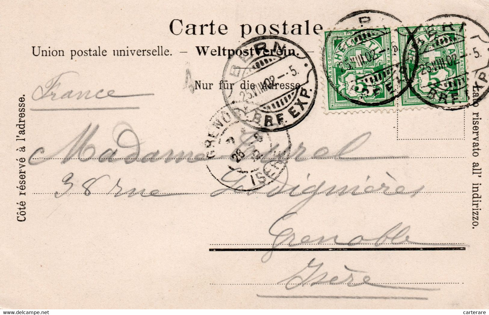 SUISSE,HELVETIA,SWISS,SCHWEIZ,SVIZZERA,SWITZERLAND,BERNE,BERN,1902,RARE,2 SCANNES,EGLISE,COMMERCE - Bern