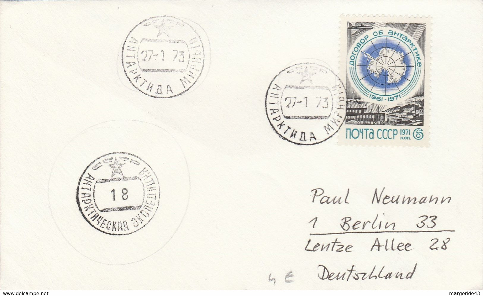 URSS EXPEDITION POLAIRE SUR LETTRE POUR L'ALLEMAGNE 1973 - Maschinenstempel (EMA)