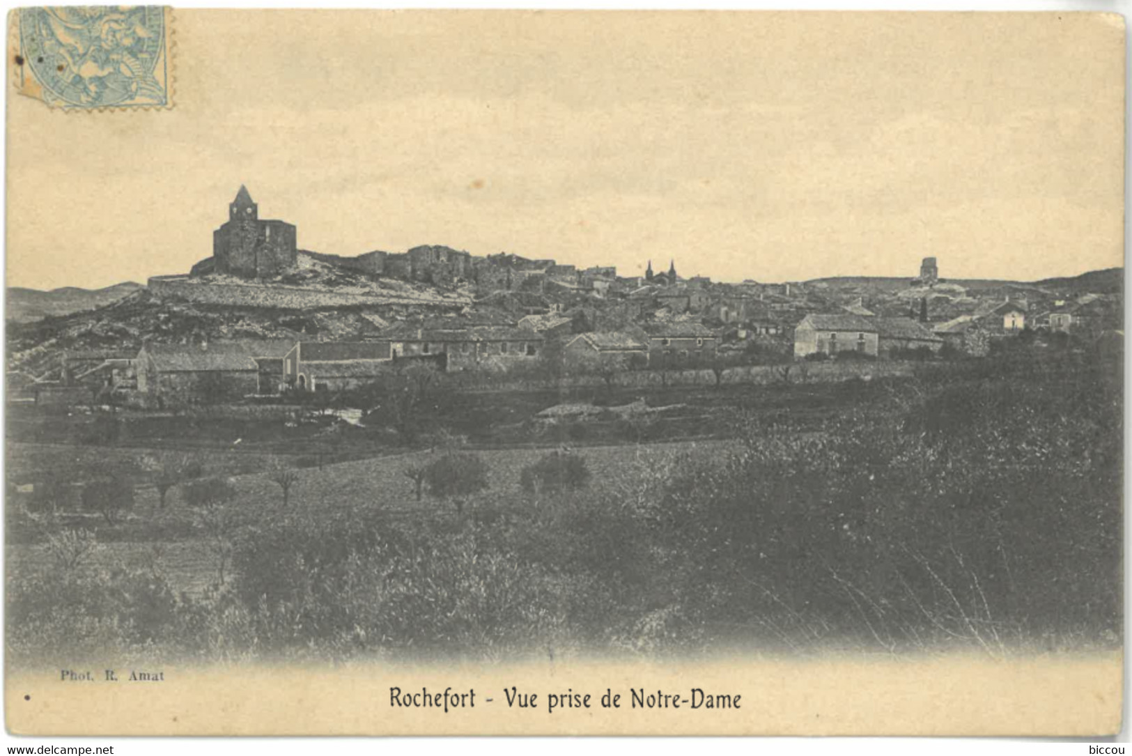 Cpa ROCHEFORT 30 - 1906 - Vue Prise De Notre-Dame - Phot. Amat - Rochefort-du-Gard