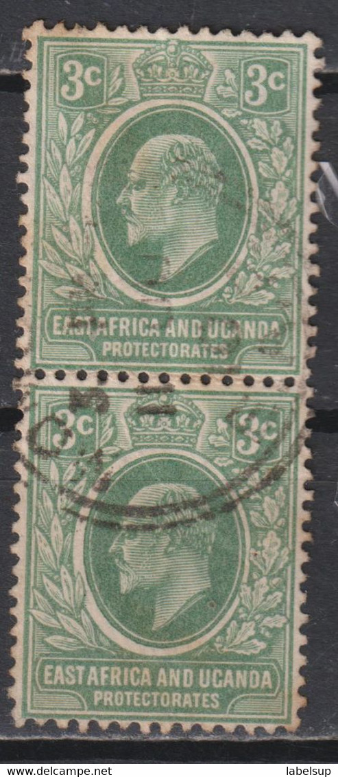 Timbre Oblitéré East Africa Et Uganda 1907 N°125 Paire - Protectorados De África Oriental Y Uganda