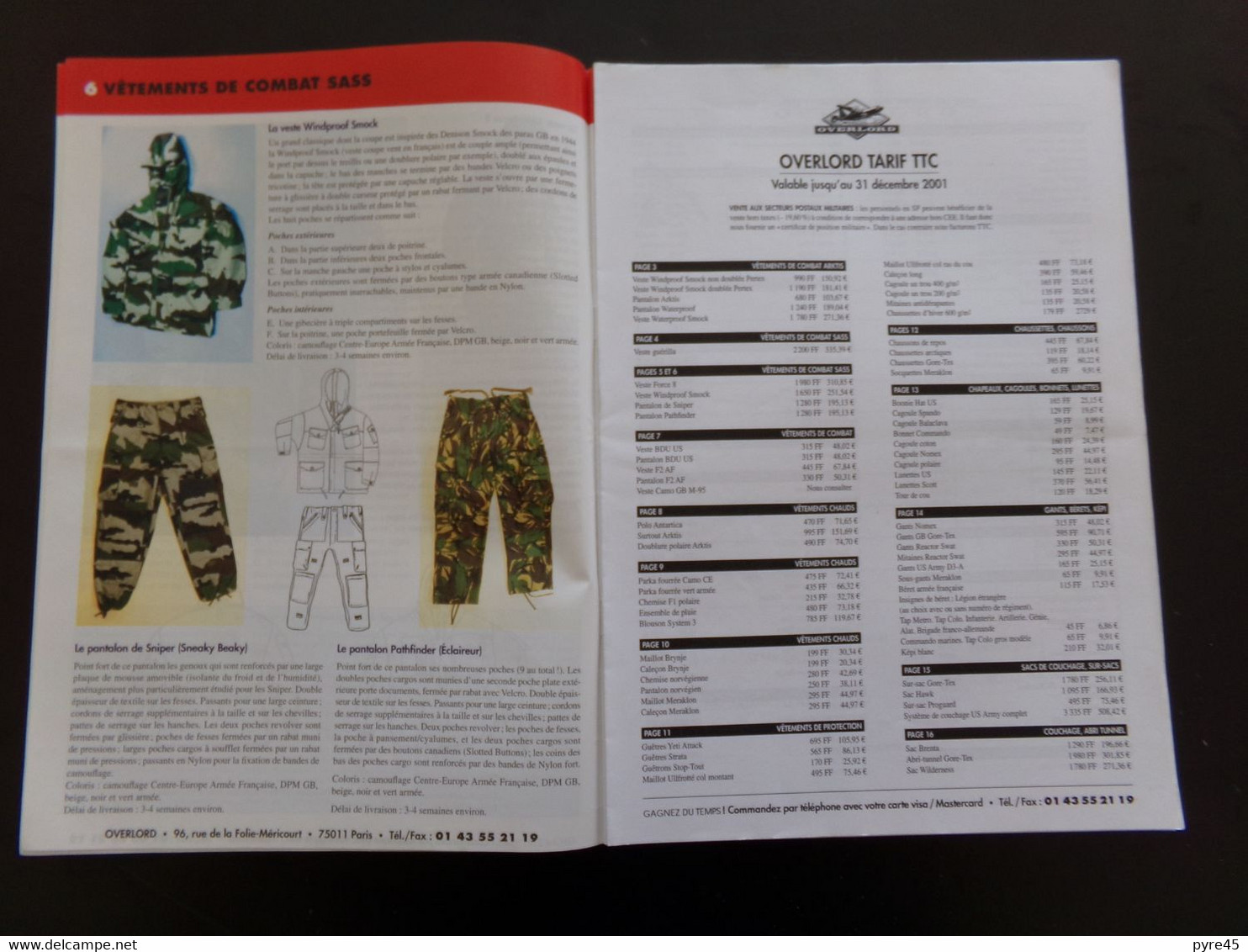 Overlord, Catalogue N° 3, équipements Militaires De Survie, 2001 - Frankreich