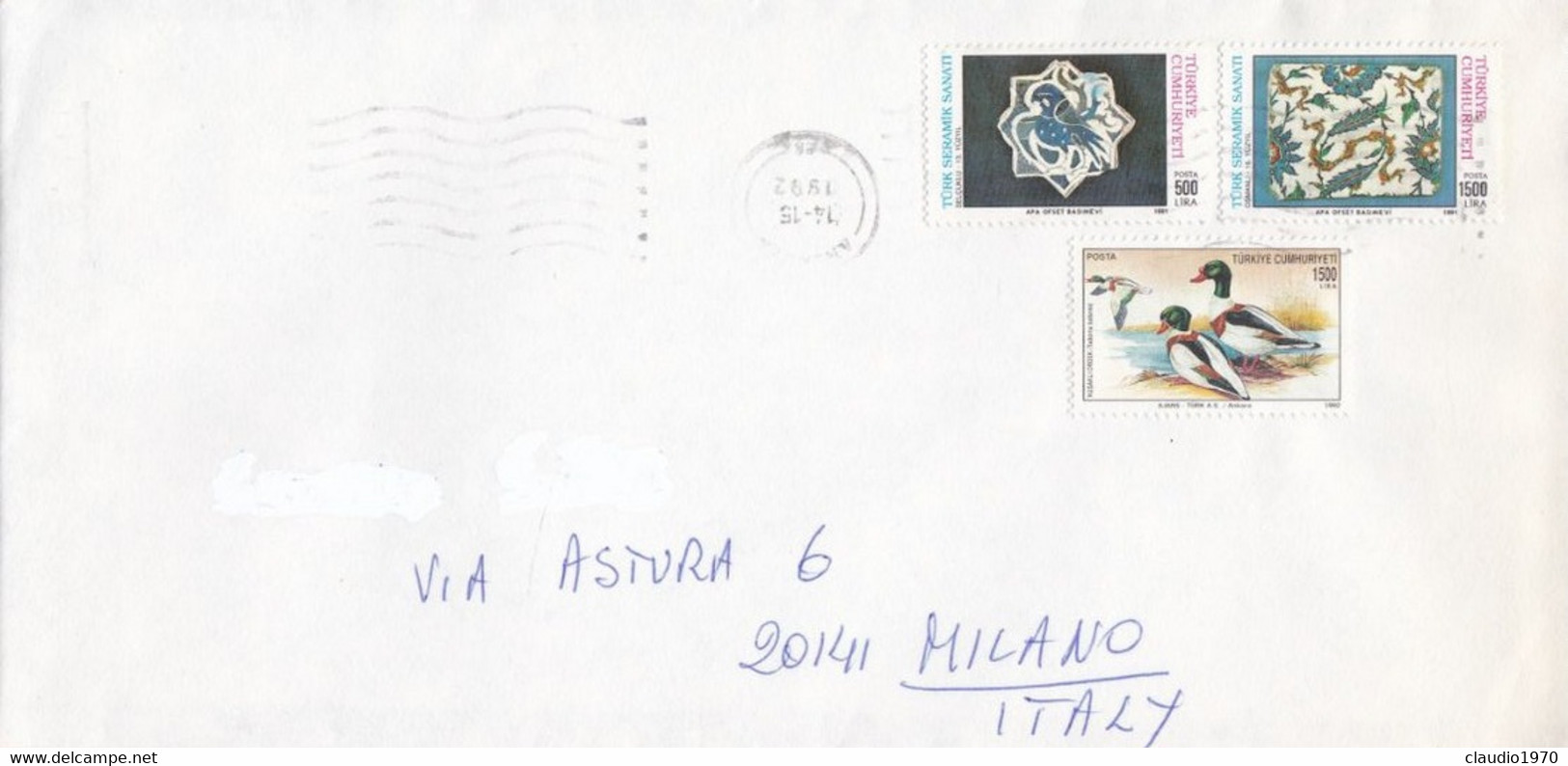 TURCHIA - TùKIYE - STORIA POSTALE - BUSTA -  VIAGGIATA PER MILANO - ITALIA 1992 - Lettres & Documents