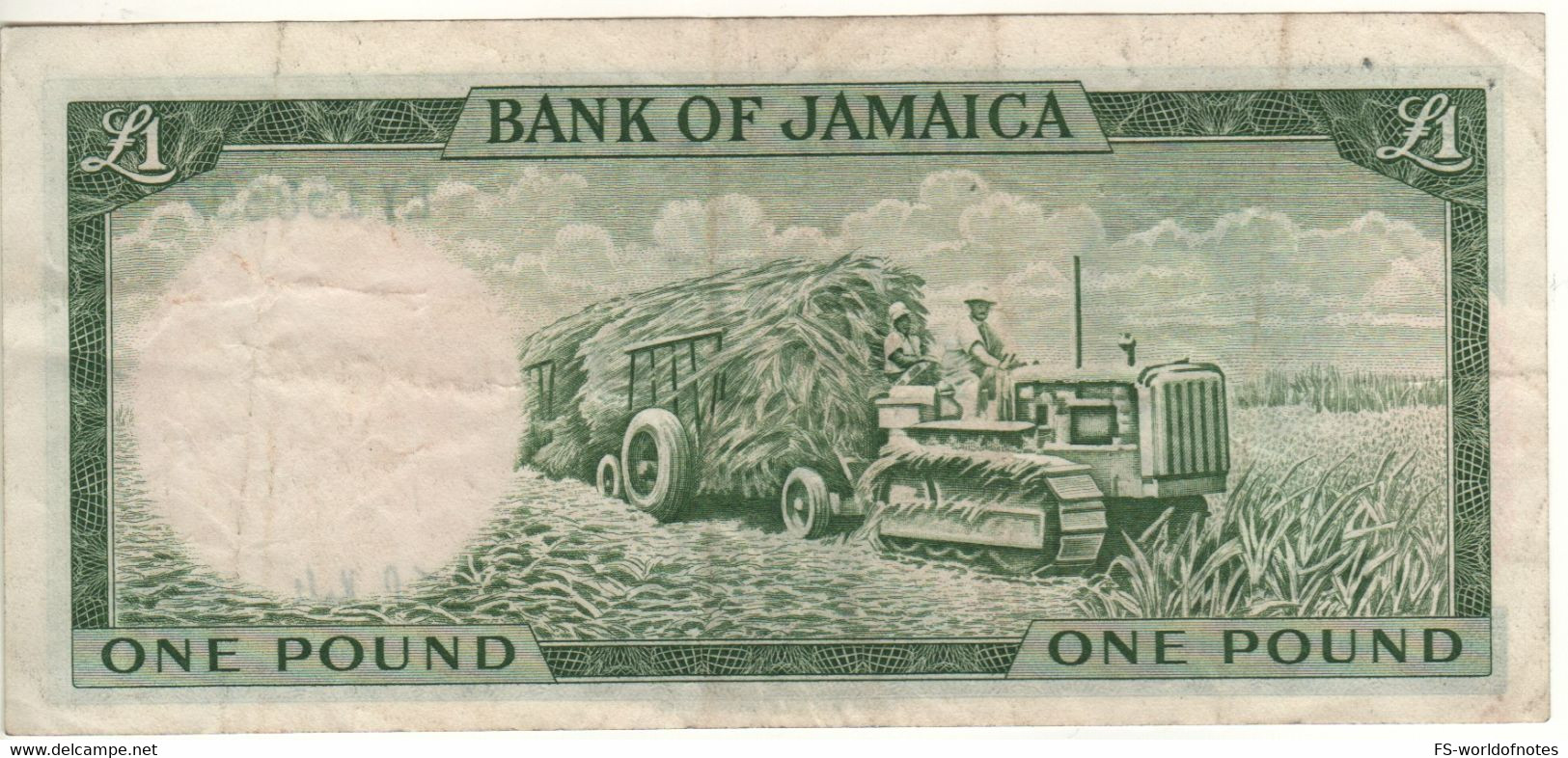 JAMAICA  1 Pound  P51Cd   L.1960    " Queen Elizabeth II + Tractor At Back " - Jamaique