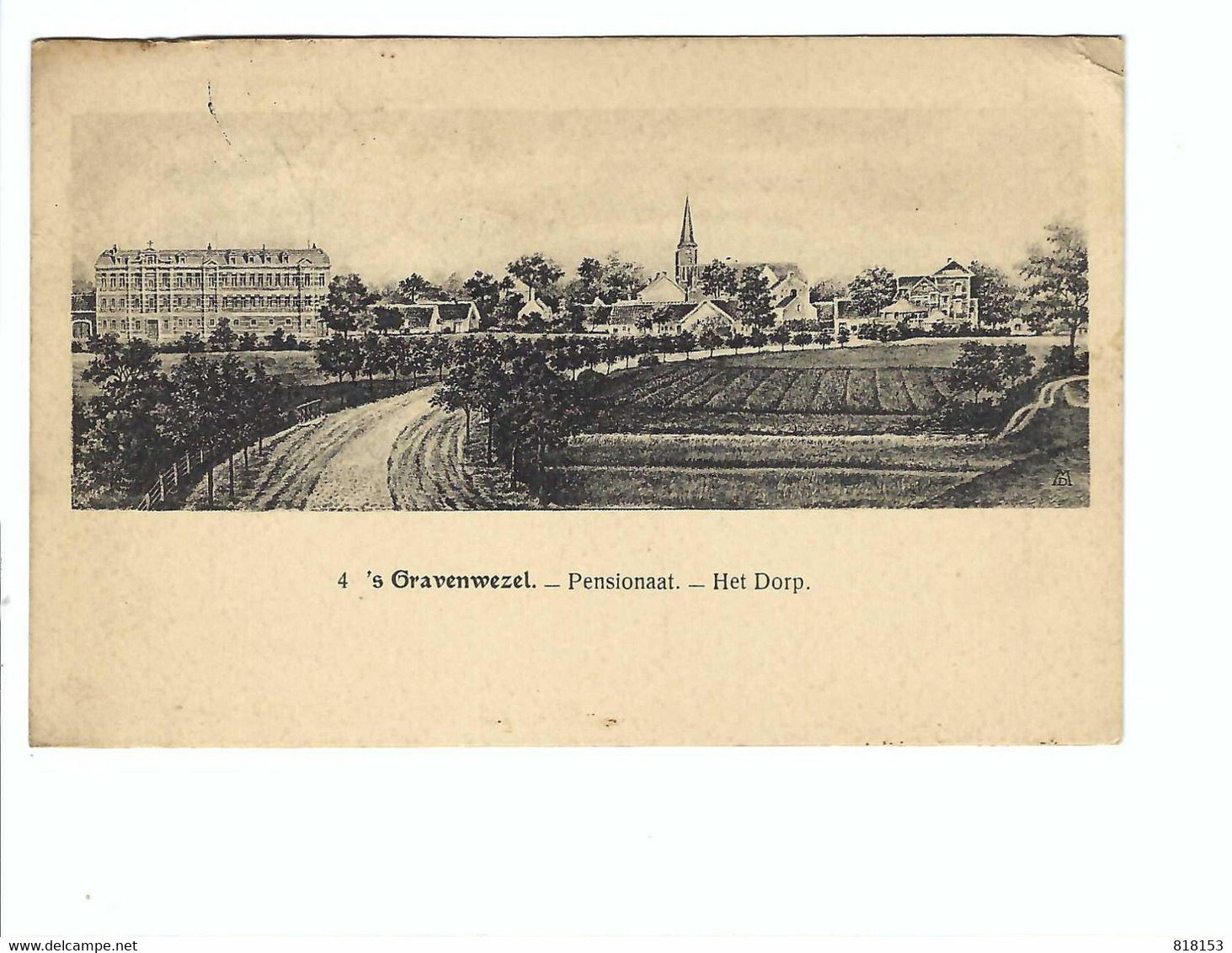 's Gravenwezel  4    -  Pensionaat  -  Het  Dorp 1920 (zegel Verwijderd) - Schilde