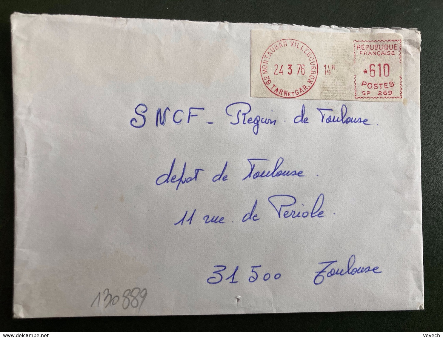 LETTRE VIGNETTE SP 269 à 610 Du 24 3 76 82 MONTAUBAN VILLEBOURBON TARN ET GAR. - Storia Postale