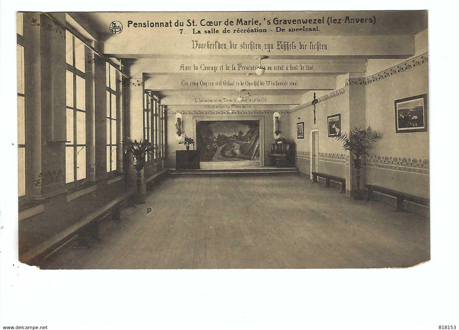 's Gravenwezel     Pensionnat Du St Coeur De Marie 7 Salle De Récréation   De Speelzaal (zegel Verwijderd) - Schilde