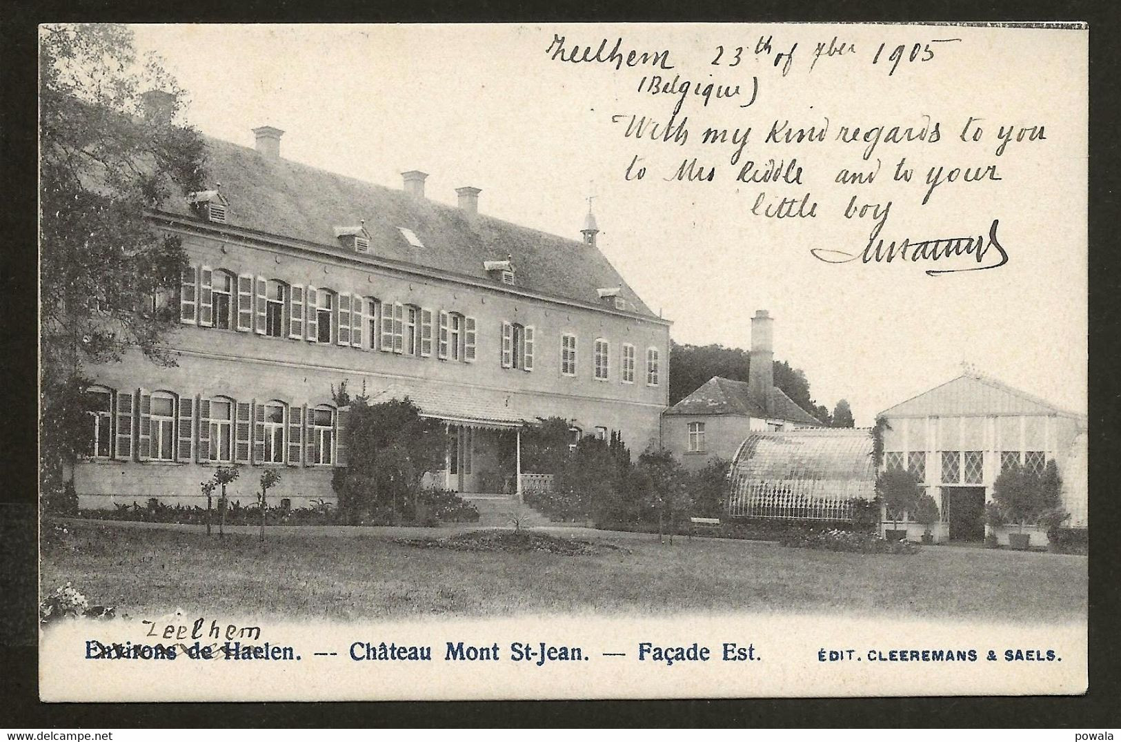 Zelem : Zeelhem 23 SEPT 1905 Op COB 58 (cote COBA 12) Op Zichtkaart Chateau Mont St Jean (edit Cleeremans & Saels) - Halen