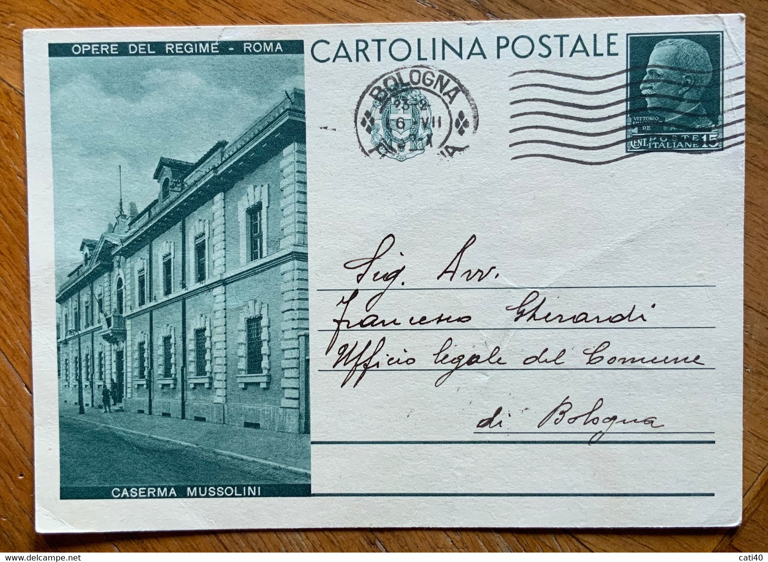 CARTOLINA POSTALE OPERE DEL REGIME - CASERMA MUSSOLINI  25 C BOLOGNA 16/7/321 Per CITTA'- BB - Marcofilie