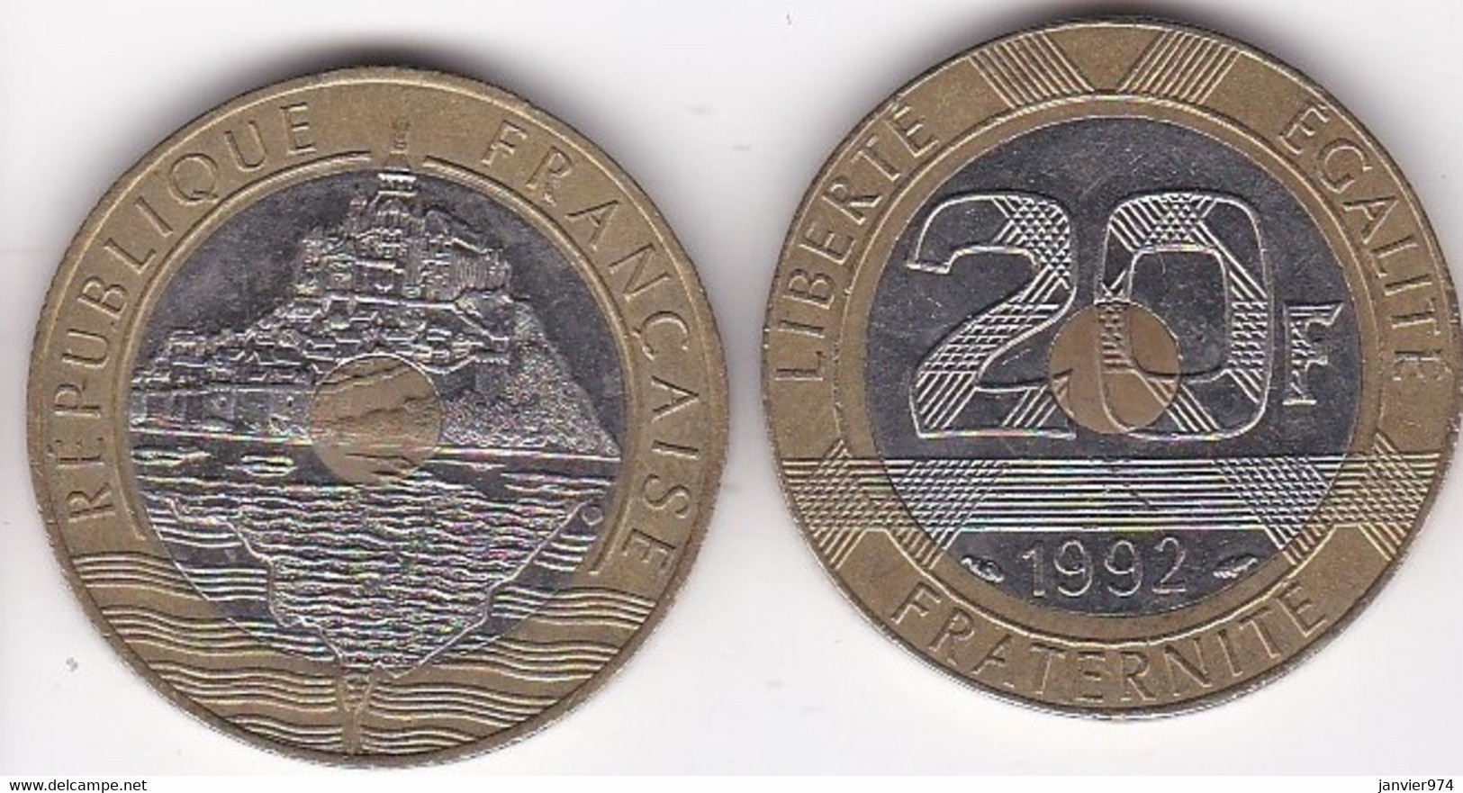 20 Francs Mont Saint Michel 1992 V Ouvert , 5 Rangées , Bimétallique Bicolore - 20 Francs