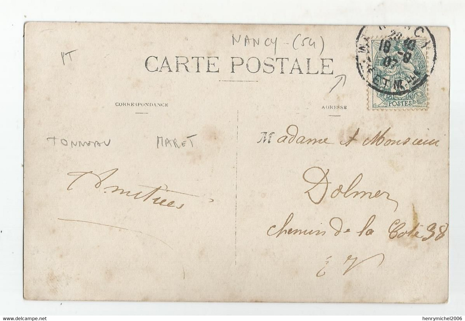 54 Cachet  Nancy 1907 Entreprise Maret Tonneau... Métier ...carte Photo - Nancy