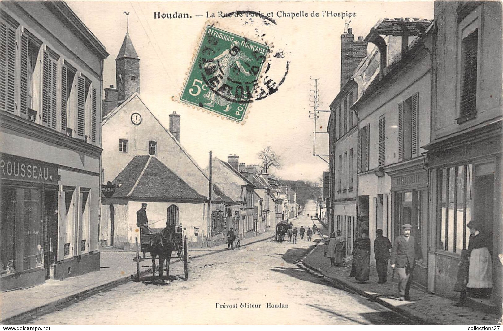 78-HOUDAN- LA RUE DE PARIS ET CHAPELLE DE L'HOSPICE - Houdan