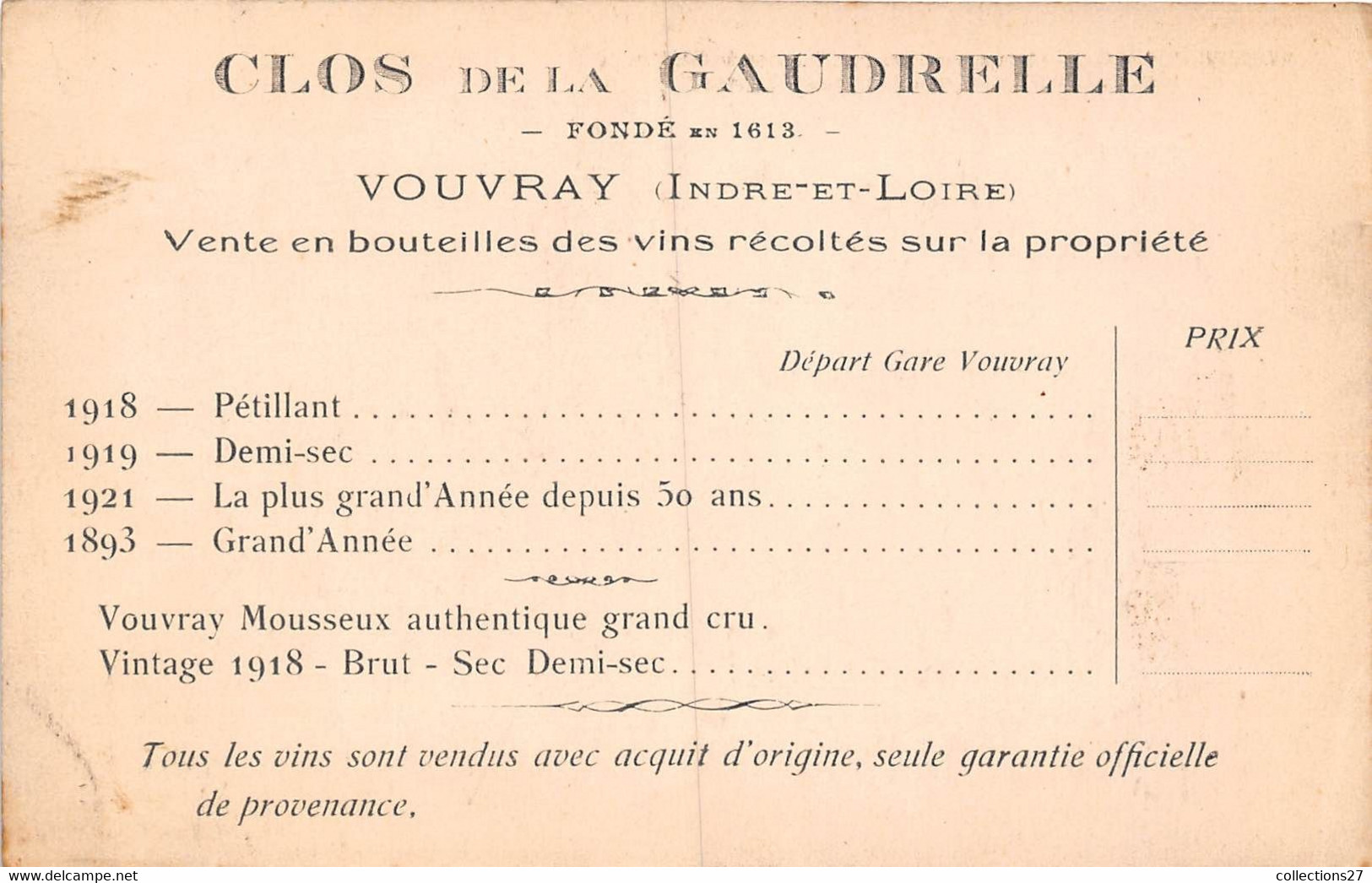 37-VOUVRAY- LES GRANDS CRUS- CLOS DE LA GAUDRELLE - MARCEL MOREAU PROPRI VITICULTEUR - Vouvray