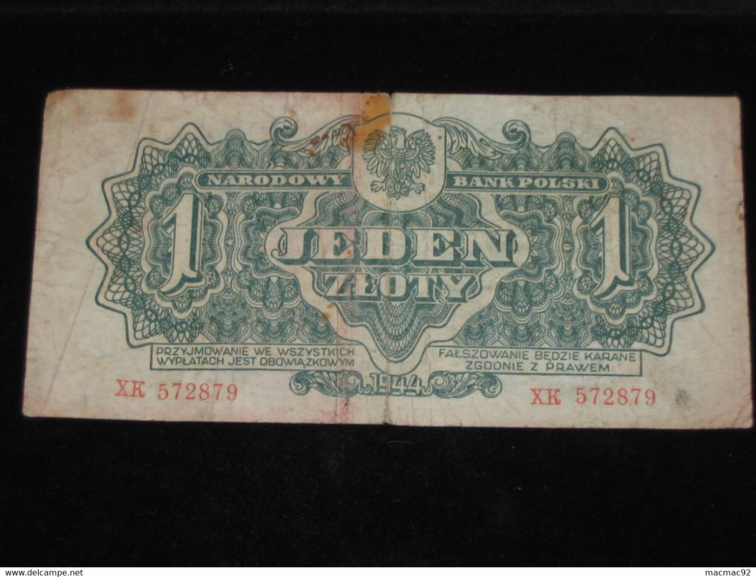 Pologne - 1 Jeden Zloty 1944 Narodowy Bank Polski   **** EN  ACHAT IMMEDIAT  **** - Pologne