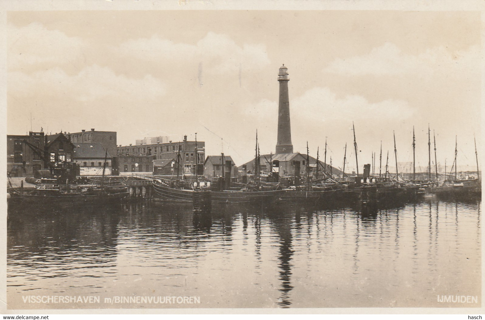 4892168IJmuiden, Vissershaven Met Binnenvuurtoren. (FOTOKAART) - IJmuiden