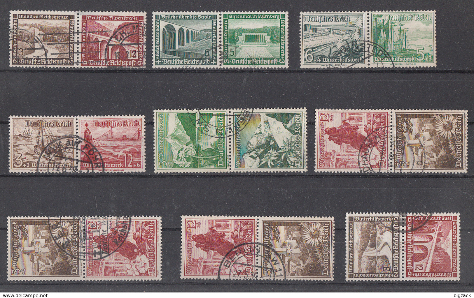 DR Lot 9 Zusammendrucke Gestempelt - Vrac (min 1000 Timbres)