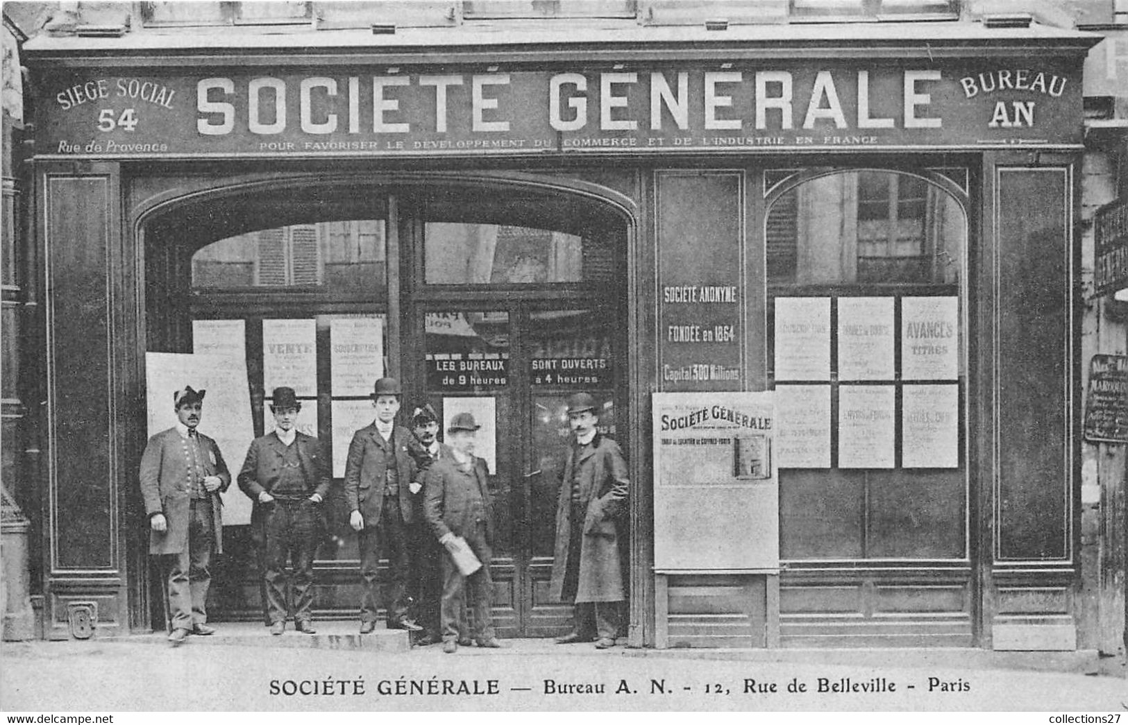 PARIS-75020- SOCIETE GENERALE  BUREAU A .N 12 RUE DE BELLEVILLE - Paris (20)