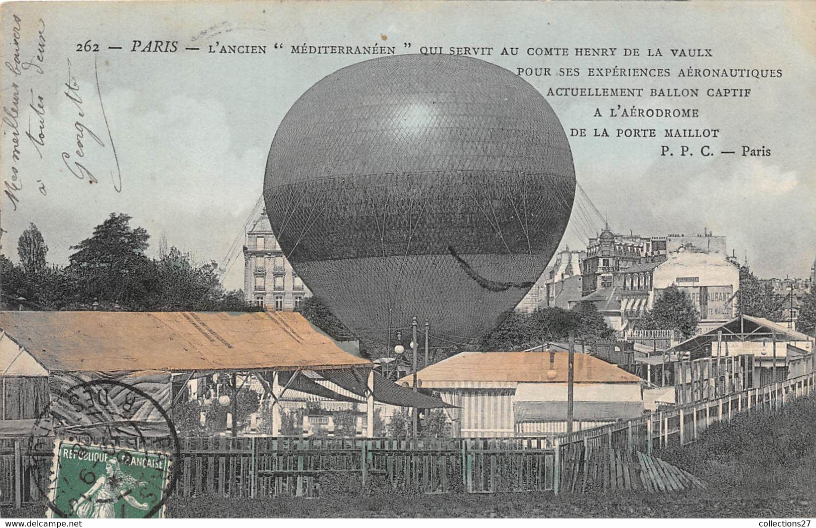 PARIS-75016-BALLON- L'ANCIEN " MEDITERRANEEN " QUI SERVIT AU COMTE HENRY DE LA VAULX- POUR SES EXPERIENCES AERONAUTIQUES - Arrondissement: 16